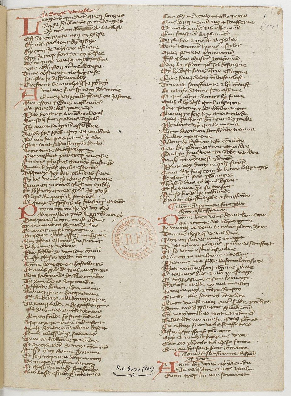 Ménagier de Paris, une page de manuscrit, 1393 - Unbekannt