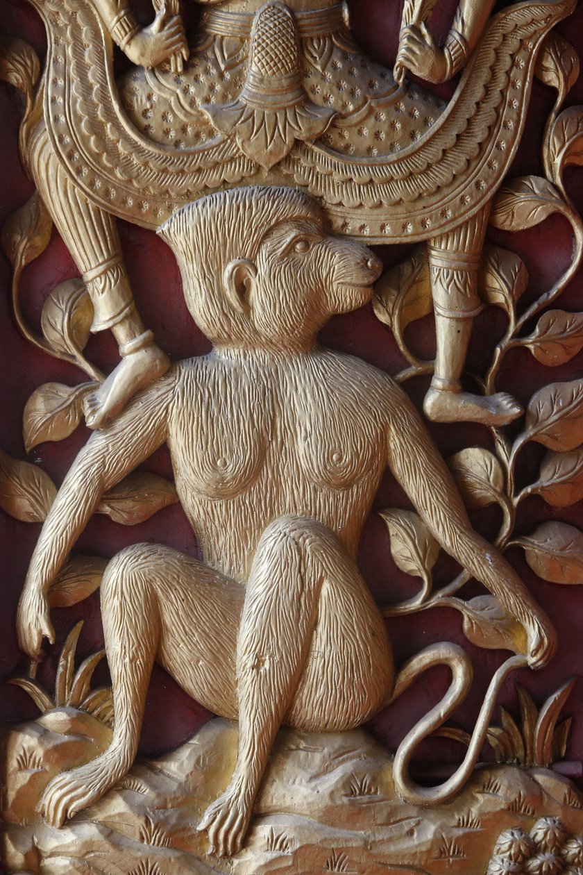 Relief de singe sur une porte à Wat Dab Phai, Chiang Mai, Thaïlande - Unbekannt