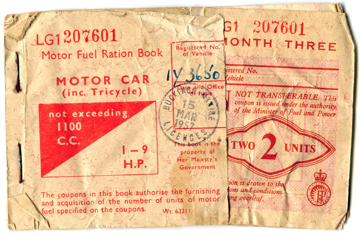 Carnet de rationnement de carburant, 1957 - Unbekannt