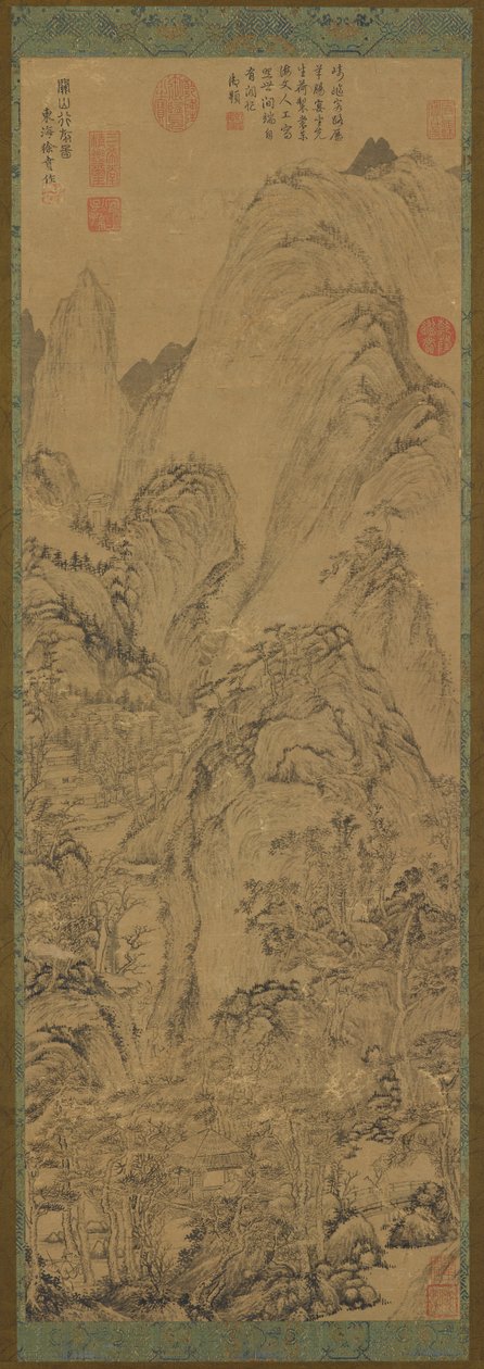 Gorge de montagne : maisons et un ruisseau dans la vallée, 14ème-15ème siècle - Unbekannt
