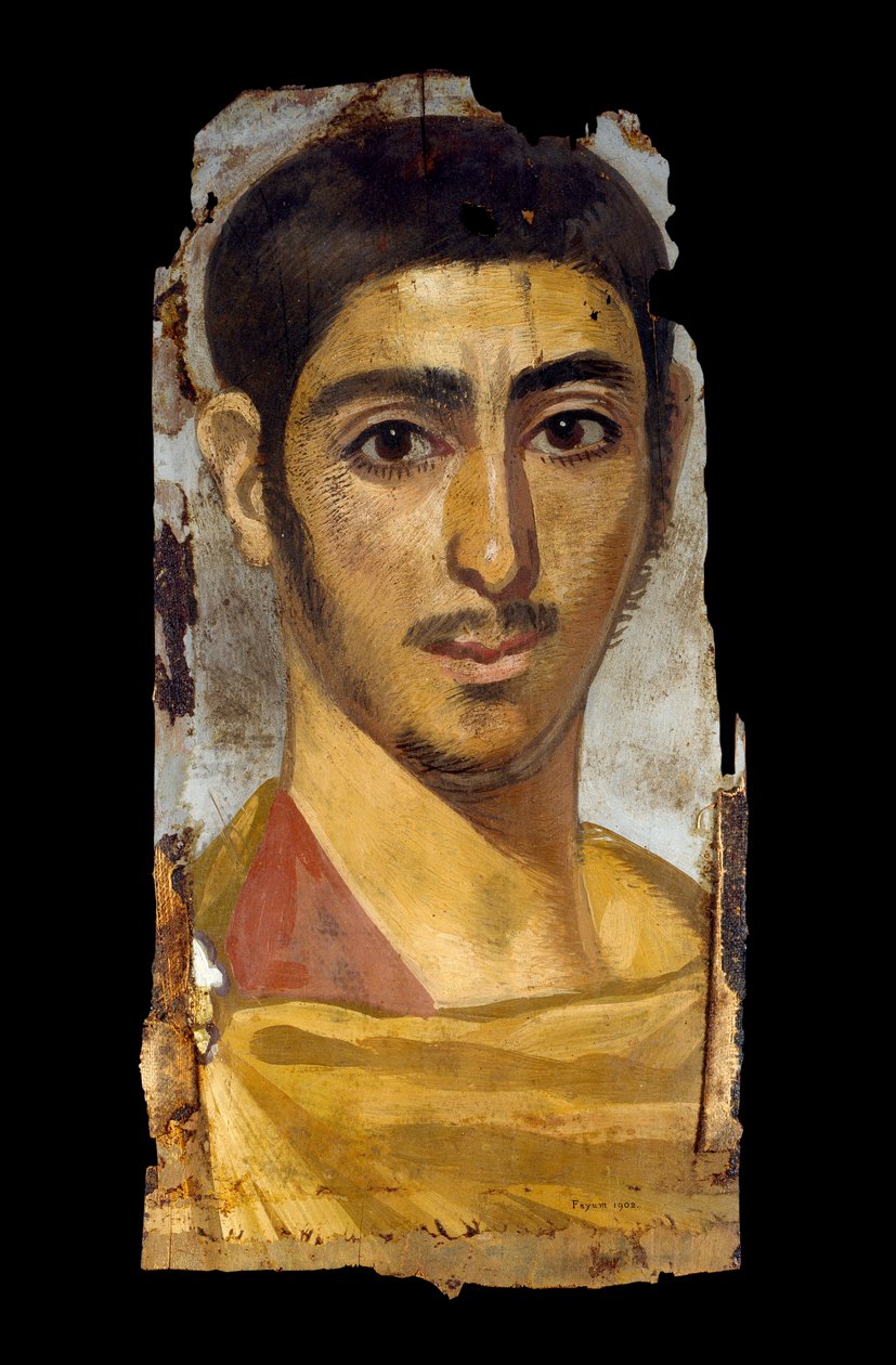 Portrait de momie en encaustique sur panneau de bois : jeune homme, peut-être un soldat, 193 - 235 - Unbekannt