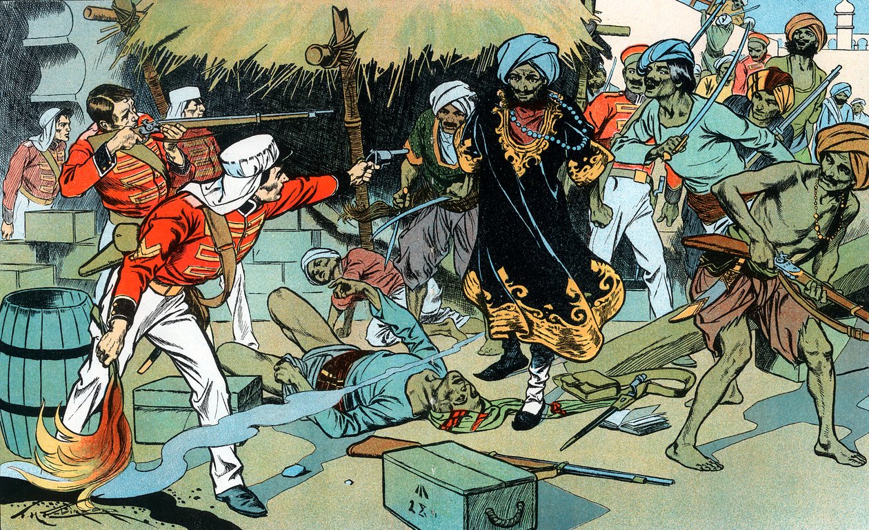 Mutins attaquant le magasin à Delhi, Mutinerie indienne, 11 mai 1857, vers 1900 - Unbekannt