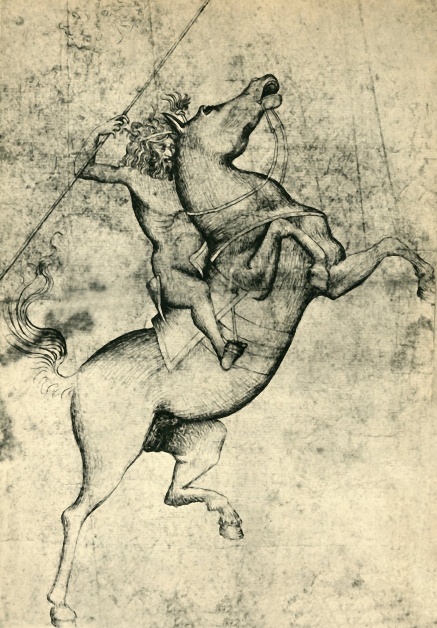 Homme nu chevauchant un cheval, début du 15e siècle, 1943 - Unbekannt