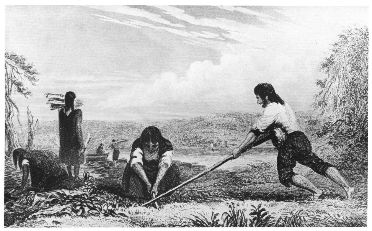Indigènes de Chiloé, Patagonie, utilisant une charrue à poitrine, 1839 - Unbekannt