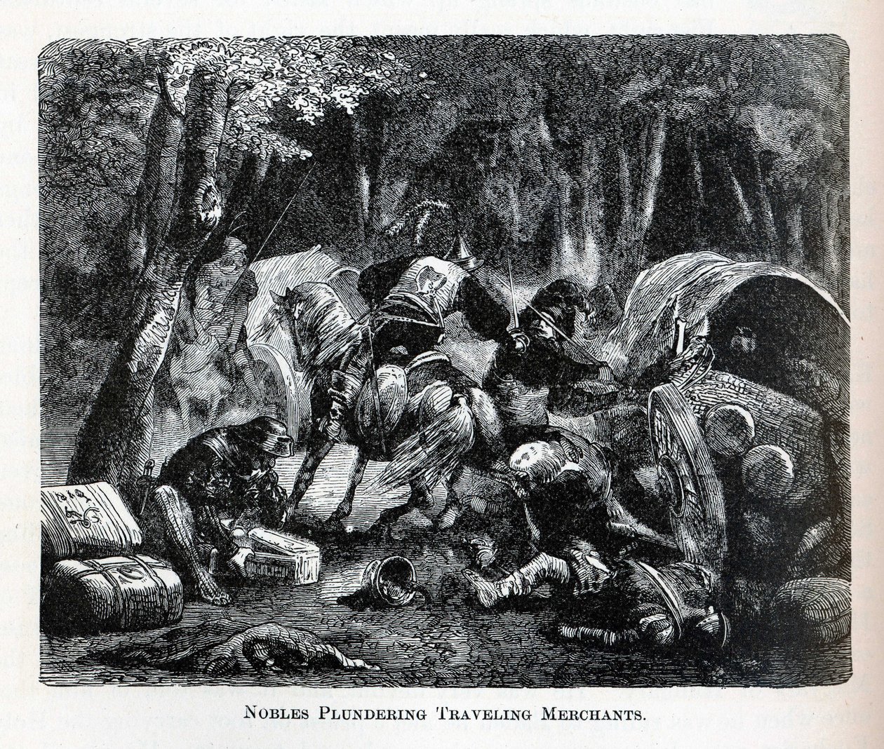 Nobles pillant des marchands itinérants, 1882 - Unbekannt