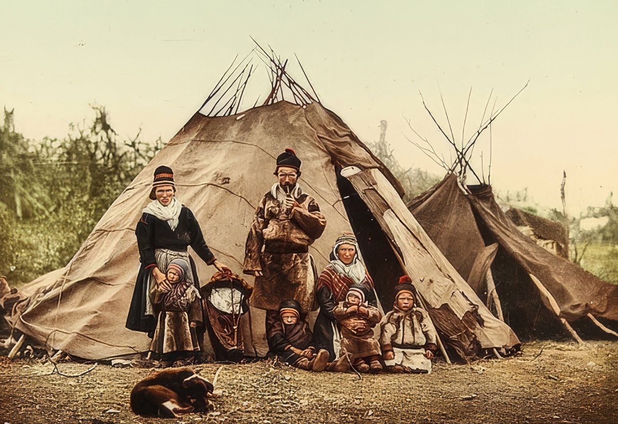 Norvège. Lapons (Sámi) - Famille devant une tente - Unbekannt
