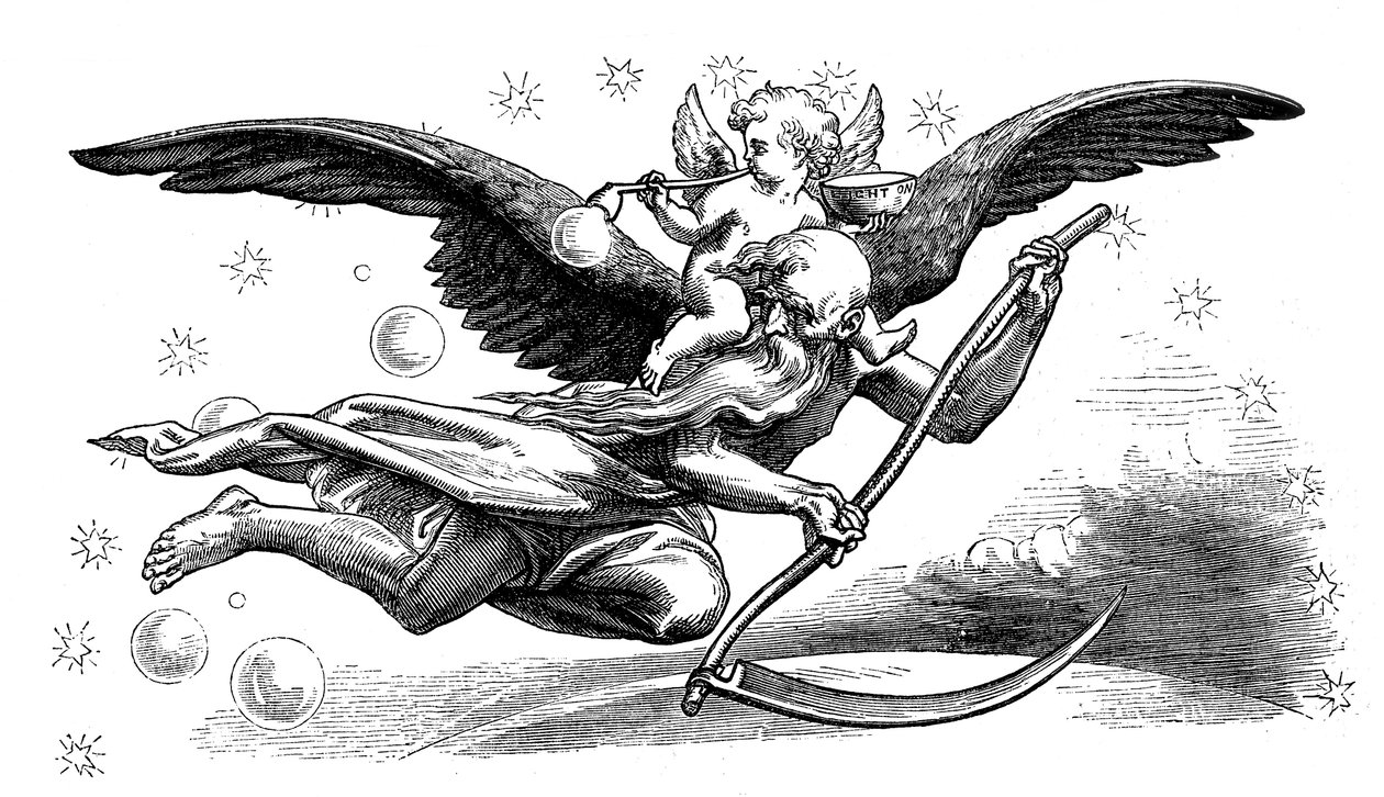 Le Père Temps avec sa faux, portant la nouvelle année, 1870 - Unbekannt