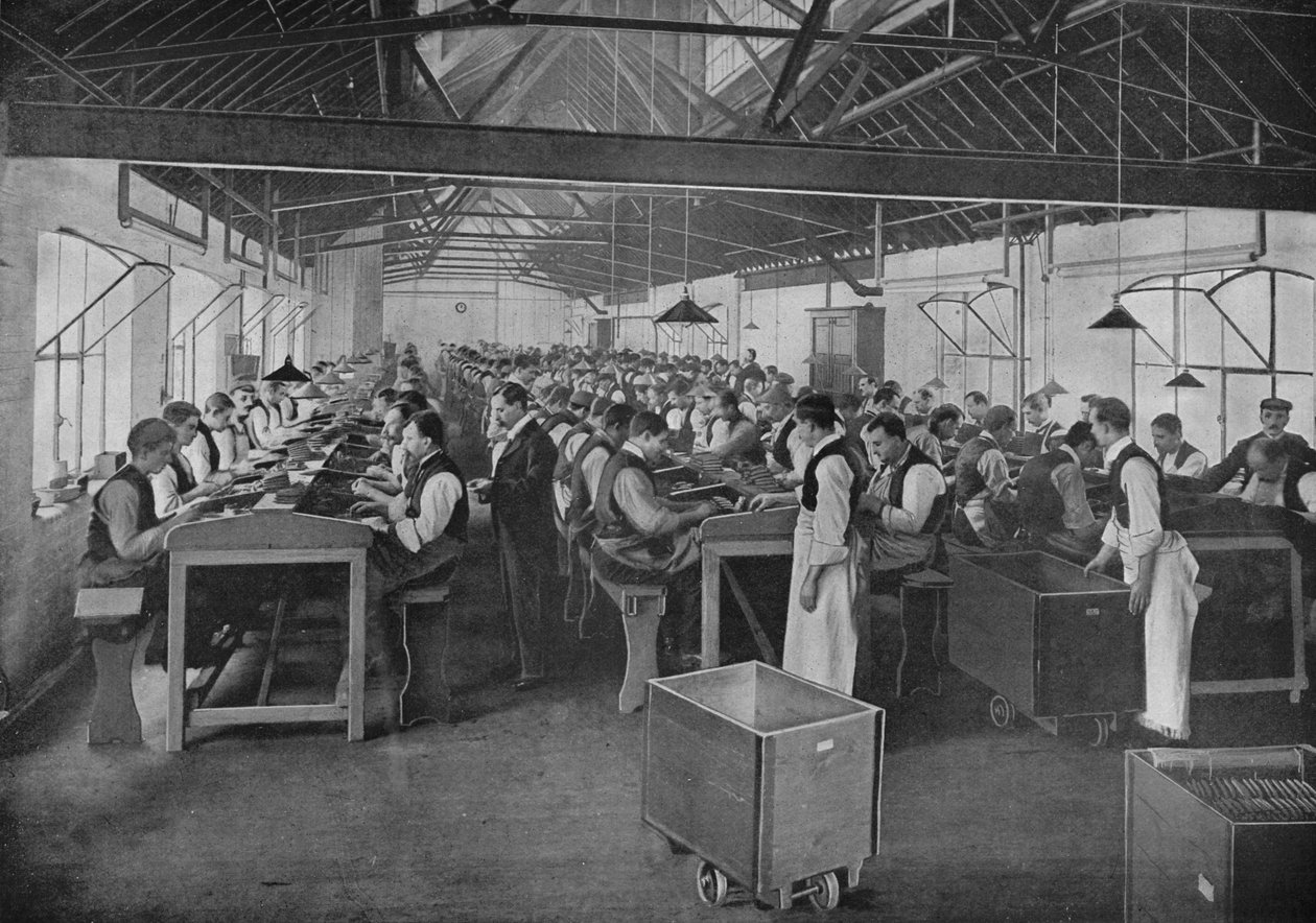 Un des départements de fabrication de cigares chez Salmon and Gluckstein, Ltd, Londres, vers 1870, 1903 - Unbekannt