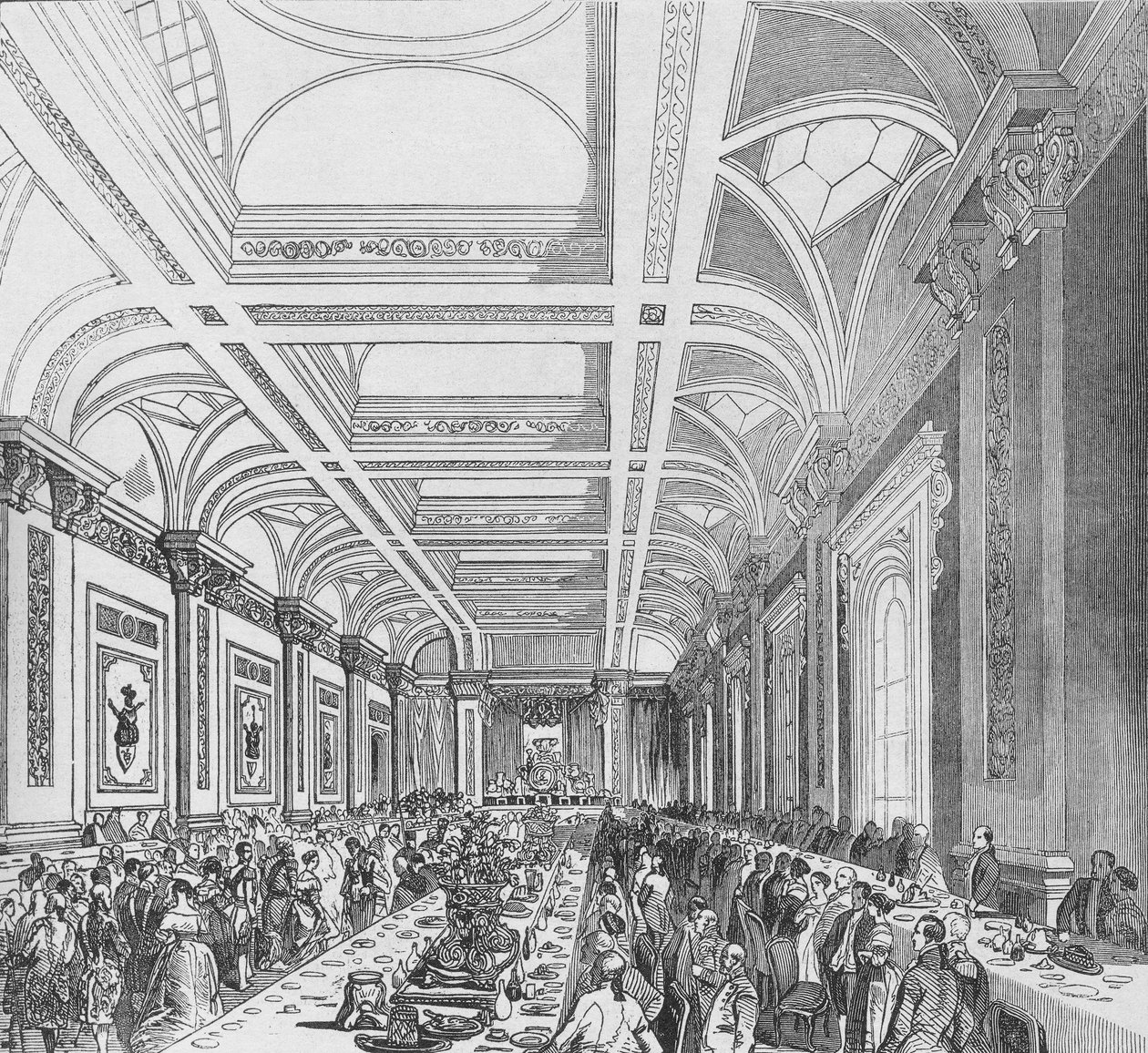 Ouverture de la troisième Bourse royale, 1844. Banquet dans la salle d