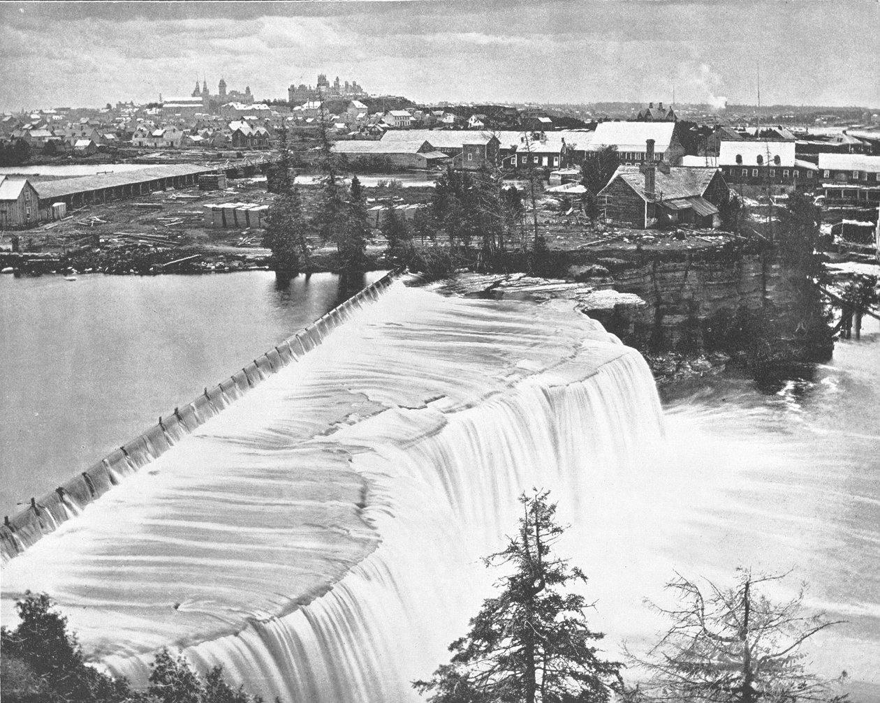 Ottawa, Canada, depuis les chutes Rideau, vers 1900
