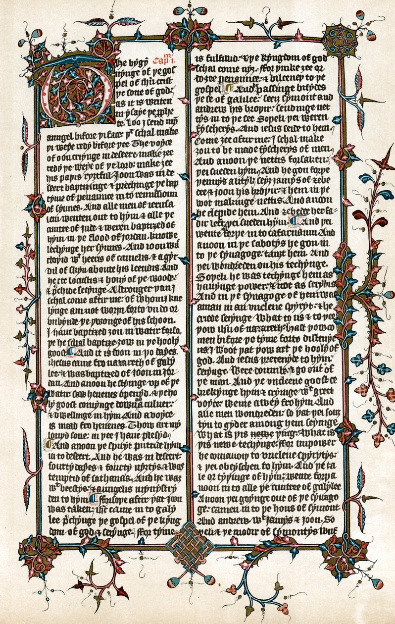 Page de la traduction de la Bible en anglais par Wycliffe, c1400 - Unbekannt