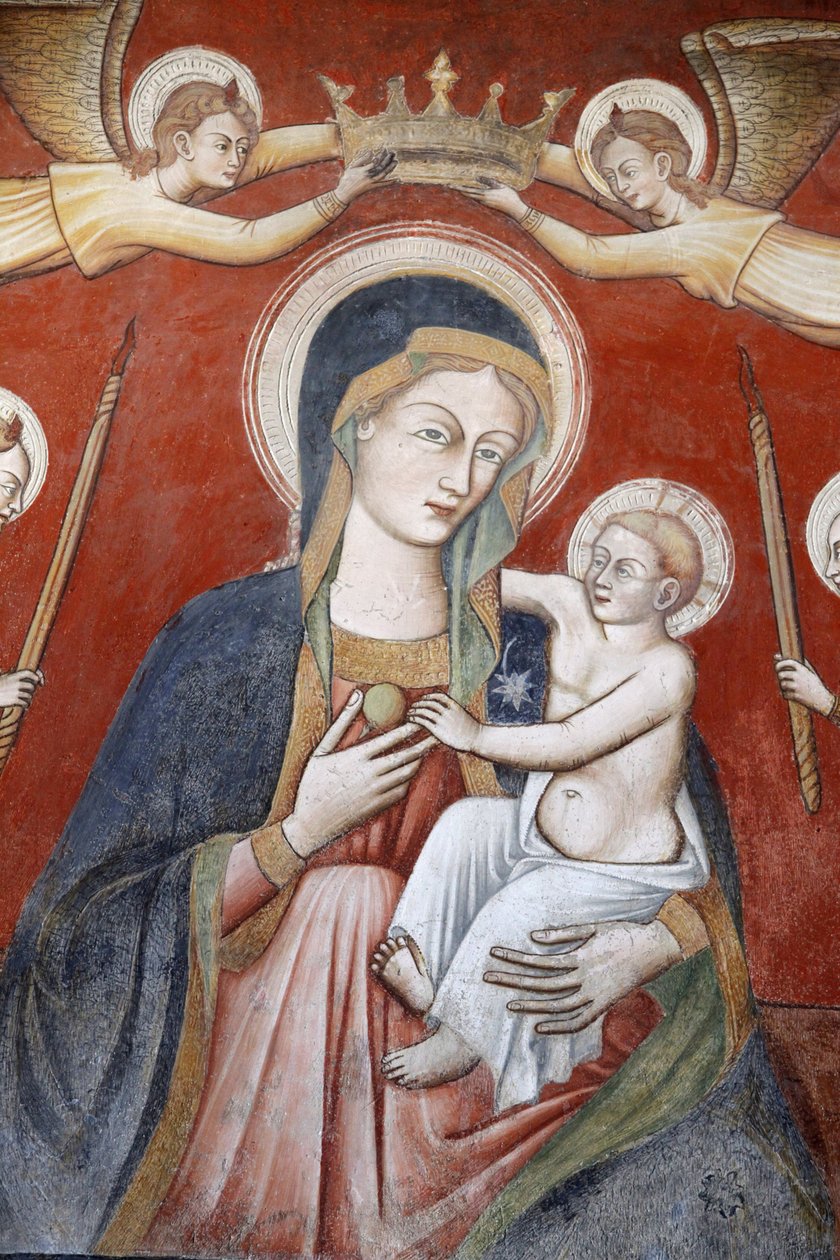 Peinture dans la basilique de Santa Caterina, Galatina, Apulia : Anges couronnant Marie tenant Jésus, Galatina, Italie - Unbekannt