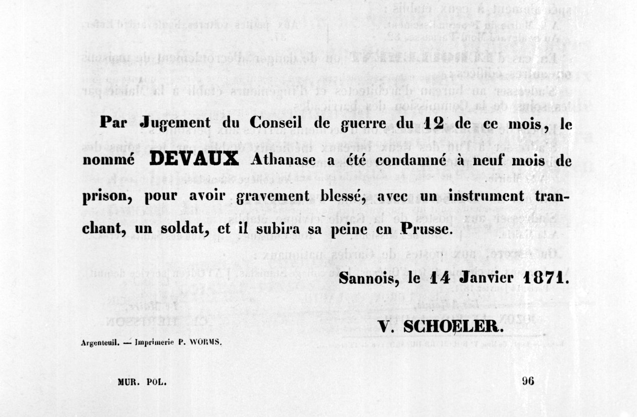 Par Jugement du Conseil, des affiches politiques françaises de la Commune de Paris, janvier 1871 - Unbekannt