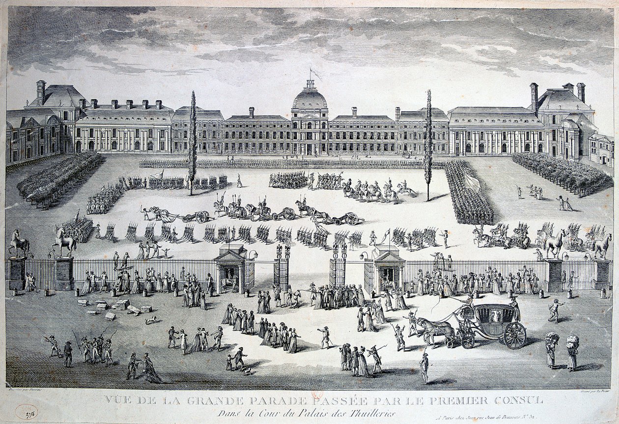 Parade des troupes lors de la grande parade, Palais des Tuileries, 19e siècle - Unbekannt