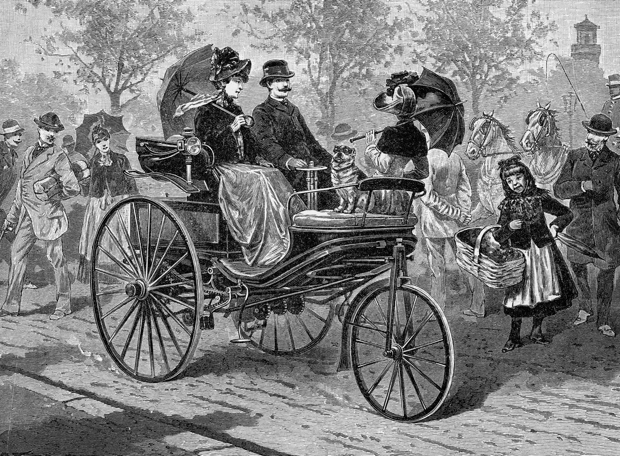 Voiture à essence par Benz & Co., capable de 16 km par heure, vers 1890 - Unbekannt