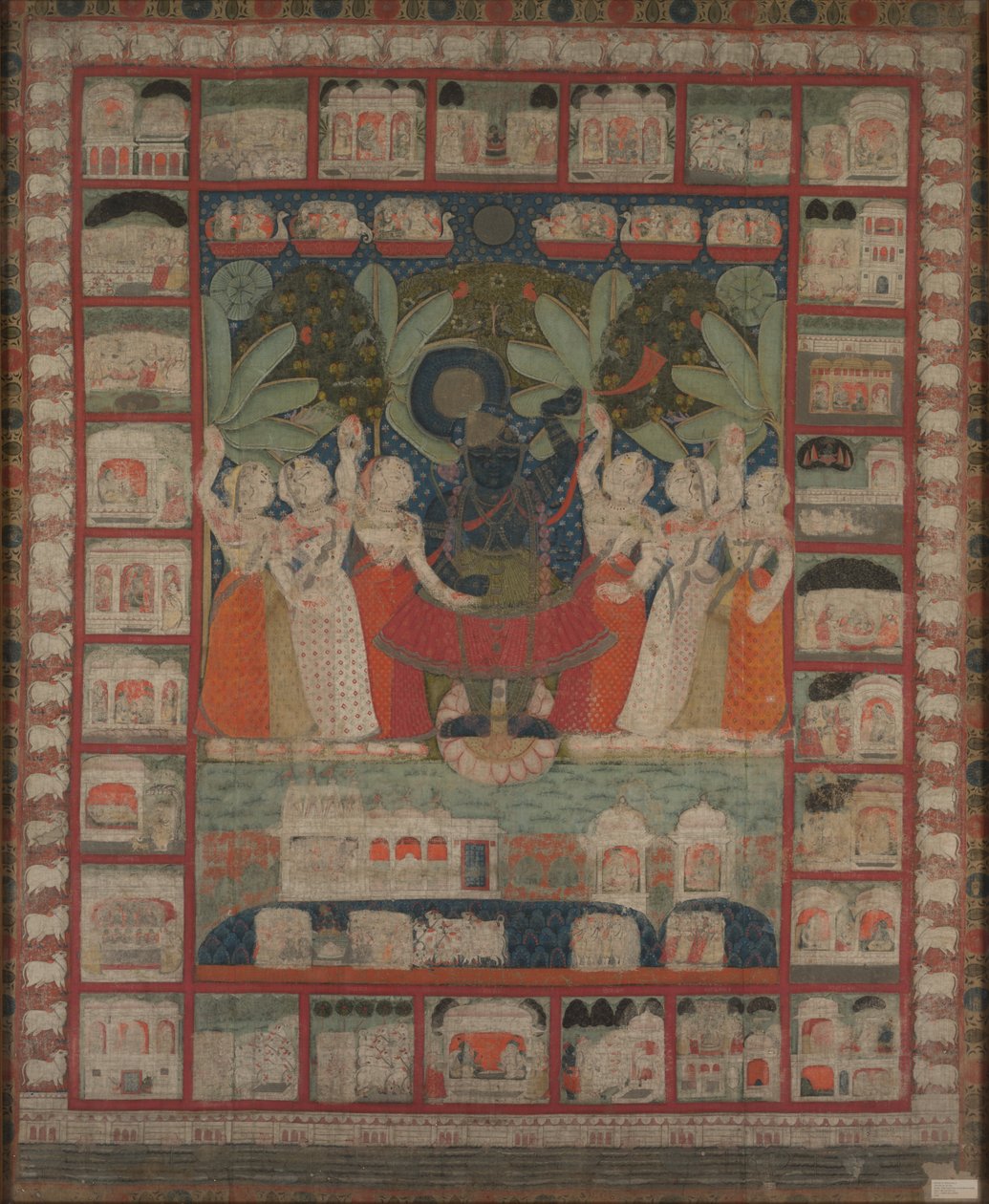 Pichvai mural avec le culte de Shri Nathaji, 1825-1850 - Unbekannt