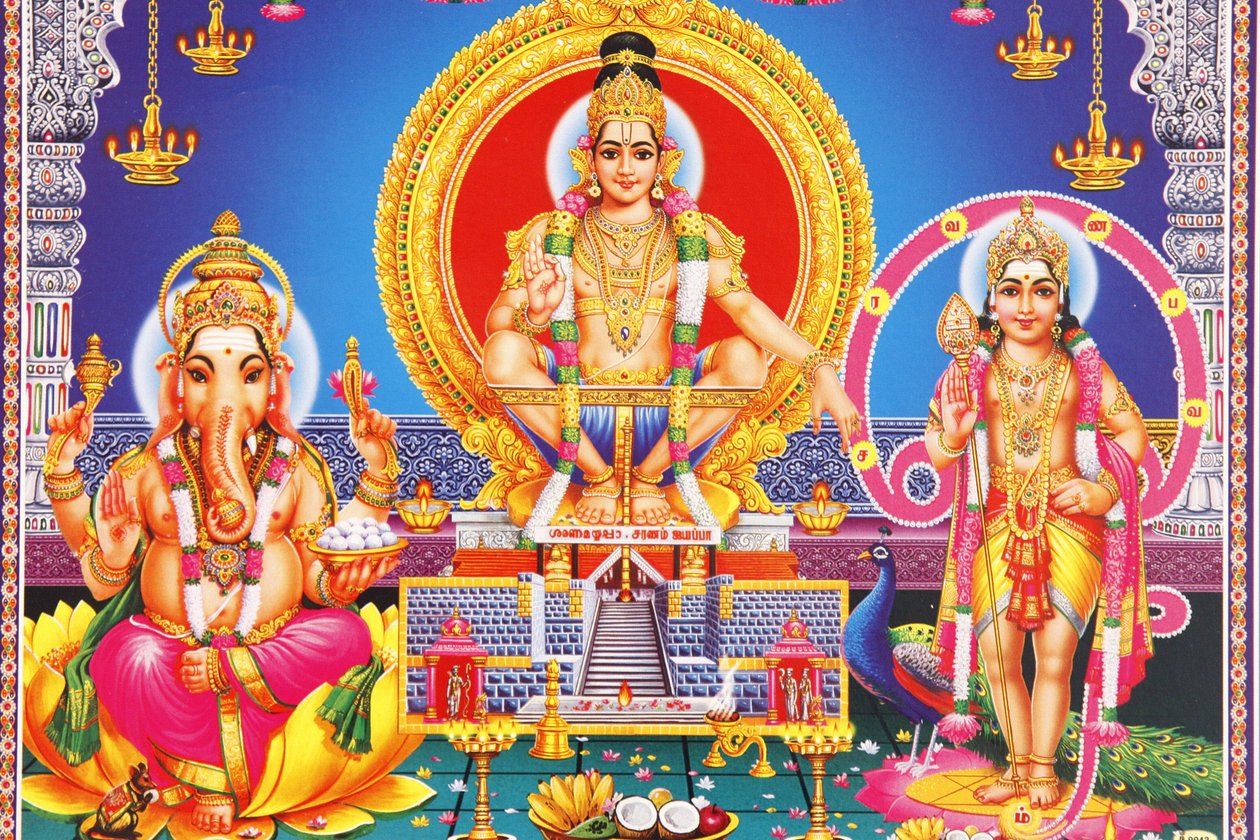 Image des dieux hindous Ganesh, Ayappa & Subramania, Inde - Unbekannt