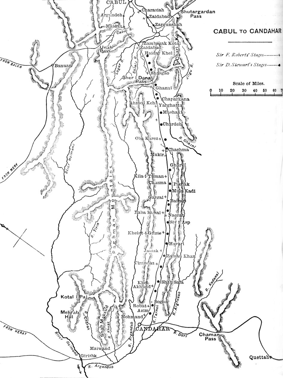 Plan de la marche du général Roberts de Cabul à Candahar, vers 1880 - Unbekannt