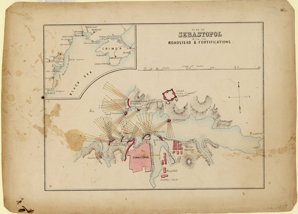 Plan de Sébastopol avec sa rade et ses fortifications, vers 1858 - Unbekannt