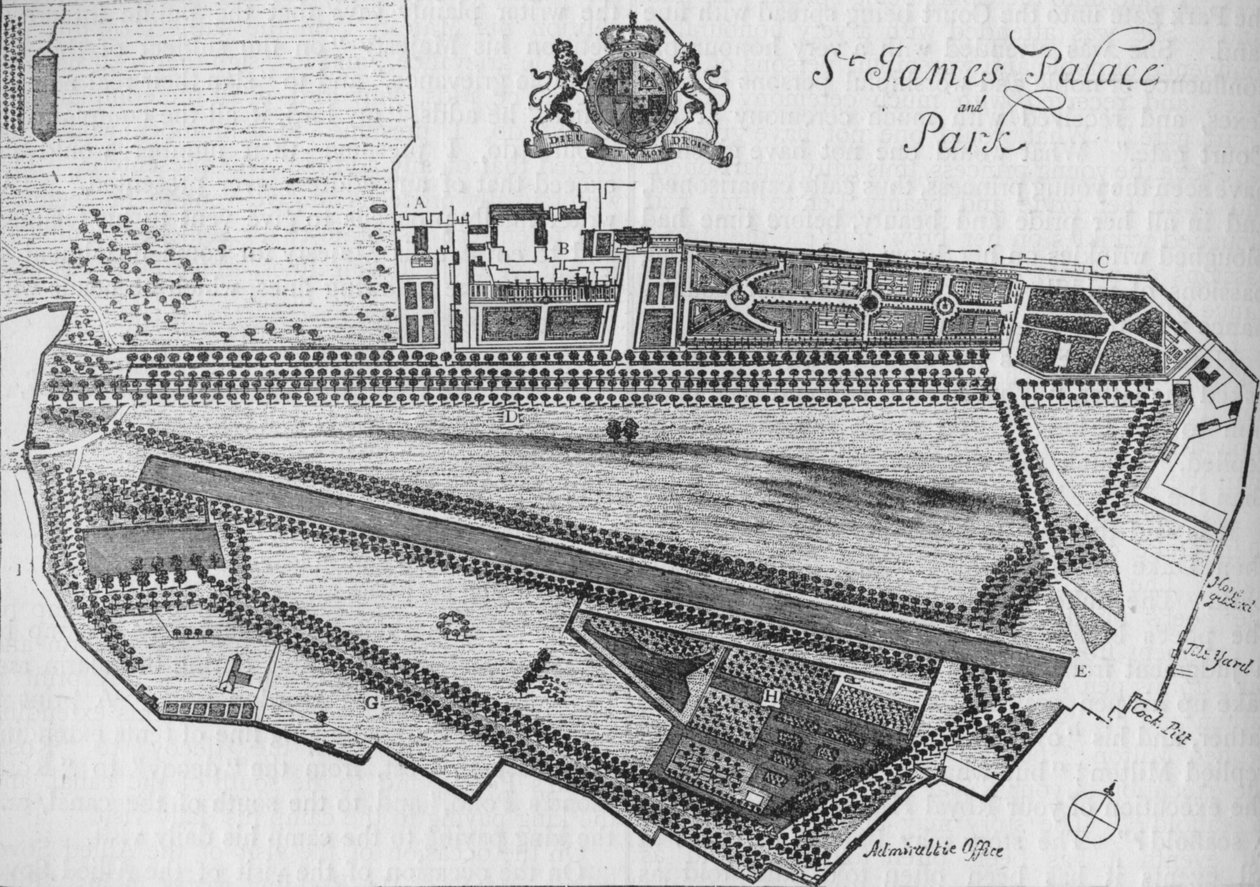 Plan du palais et du parc de St James à l