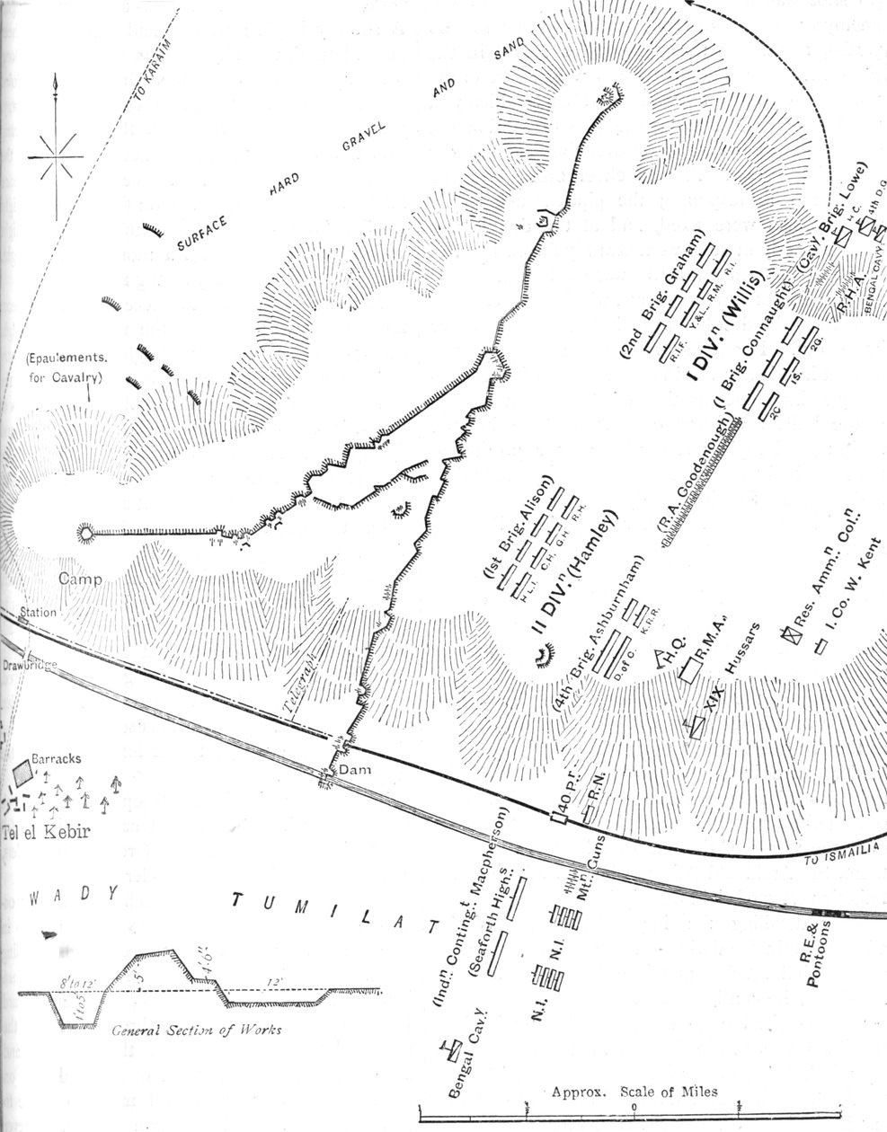 Plan de la bataille de Tel-El-Kebir, 13 septembre 1882, vers 1882 - Unbekannt