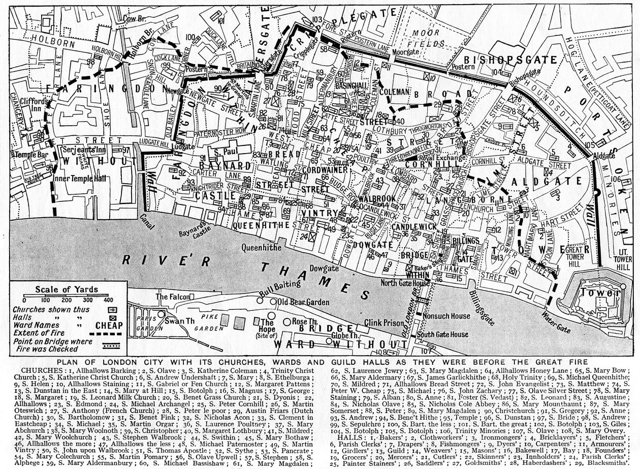 Plan de la ville de Londres montrant les églises, quartiers et guildes, 1926-1927 - Unbekannt