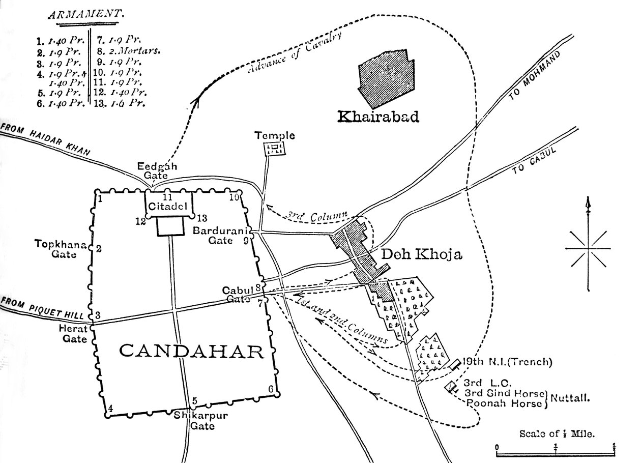 Plan de la sortie de Kandahar, 16 août 1880 - Unbekannt