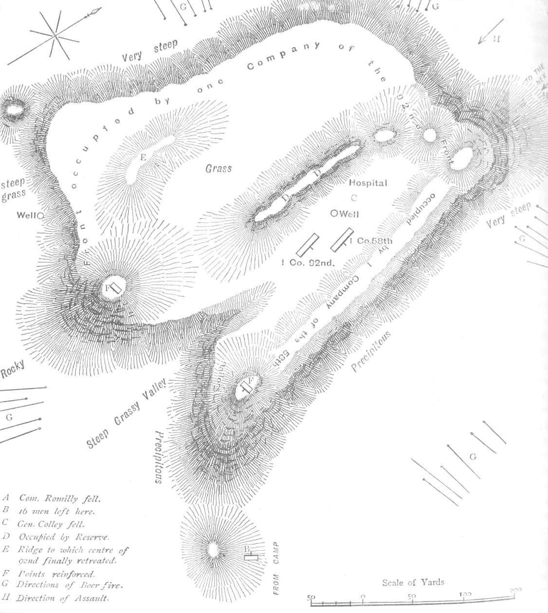 Plan du sommet de la colline de Majuba, 27 février 1881, années 1880 - Unbekannt