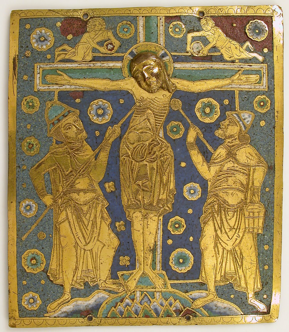 Plaque avec la Crucifixion entre Longinus et Stephaton et des personnifications..., allemand, vers 1200 - Unbekannt