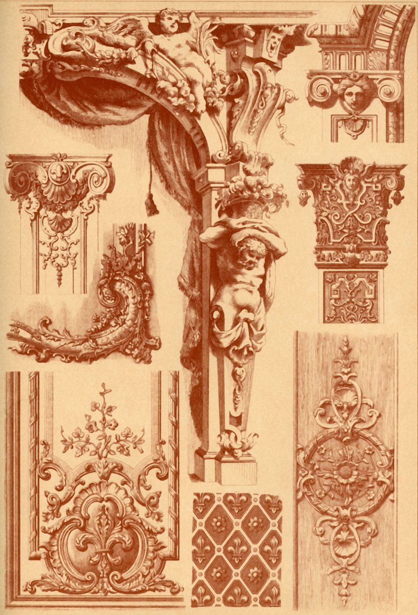 Ornements en plâtre, France, 17ème et 18ème siècles, 1898 - Unbekannt