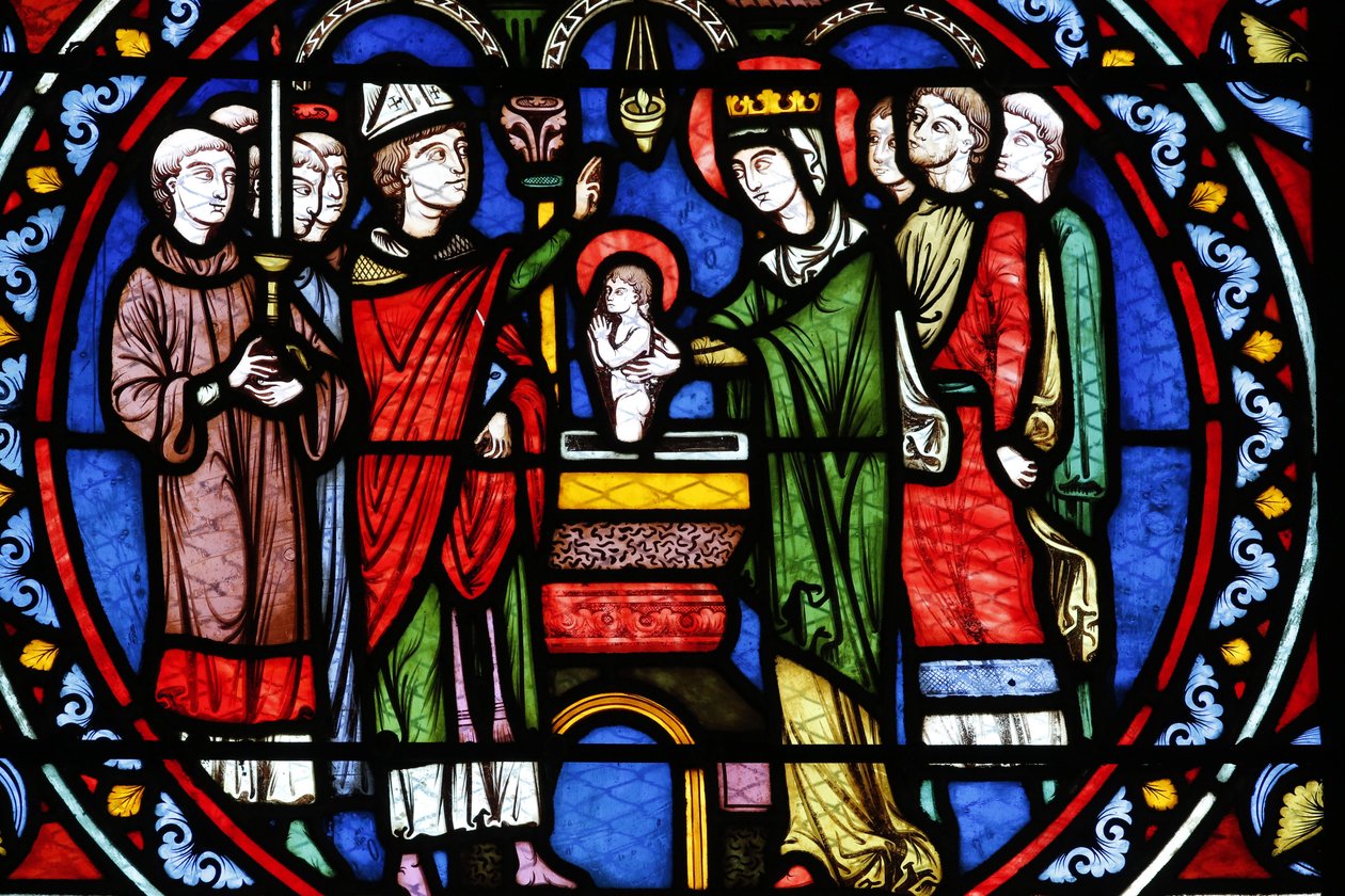 Collégiale de Poissy. Vitrail. Baptême de Saint Louis, Poissy, France - Unbekannt