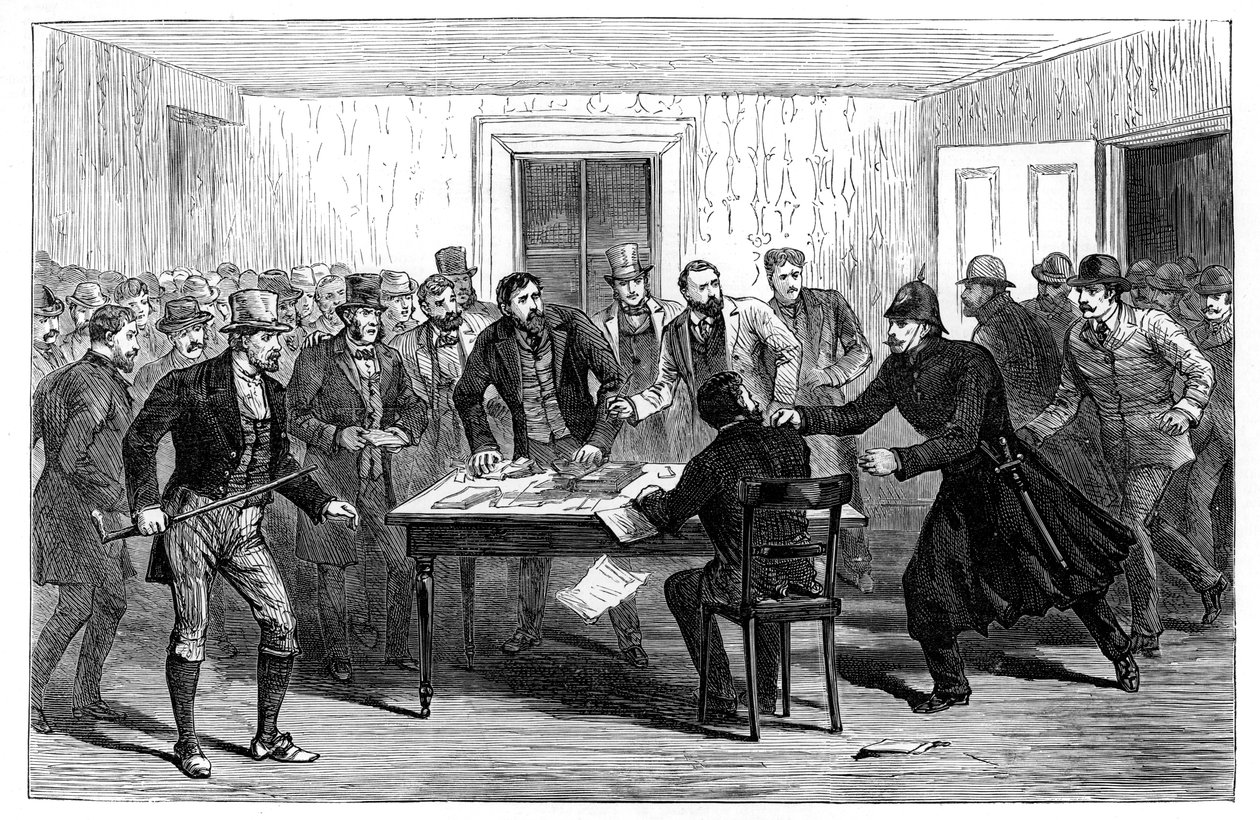 Raid de la police sur les bureaux nationaux des loyers à Loughrea, Irlande, 1887 - Unbekannt