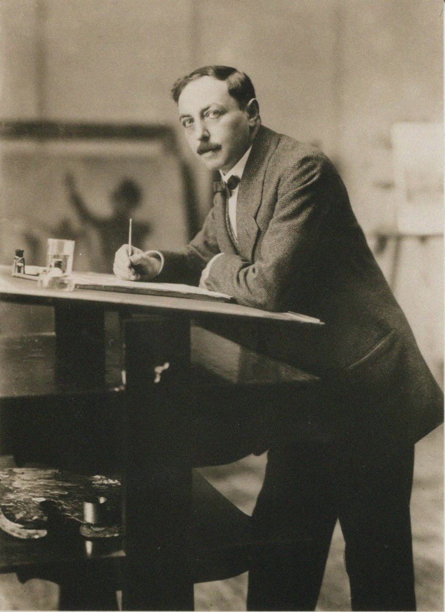 Portrait de Thomas Theodor Heine dans son atelier, vers 1913 - Unbekannt