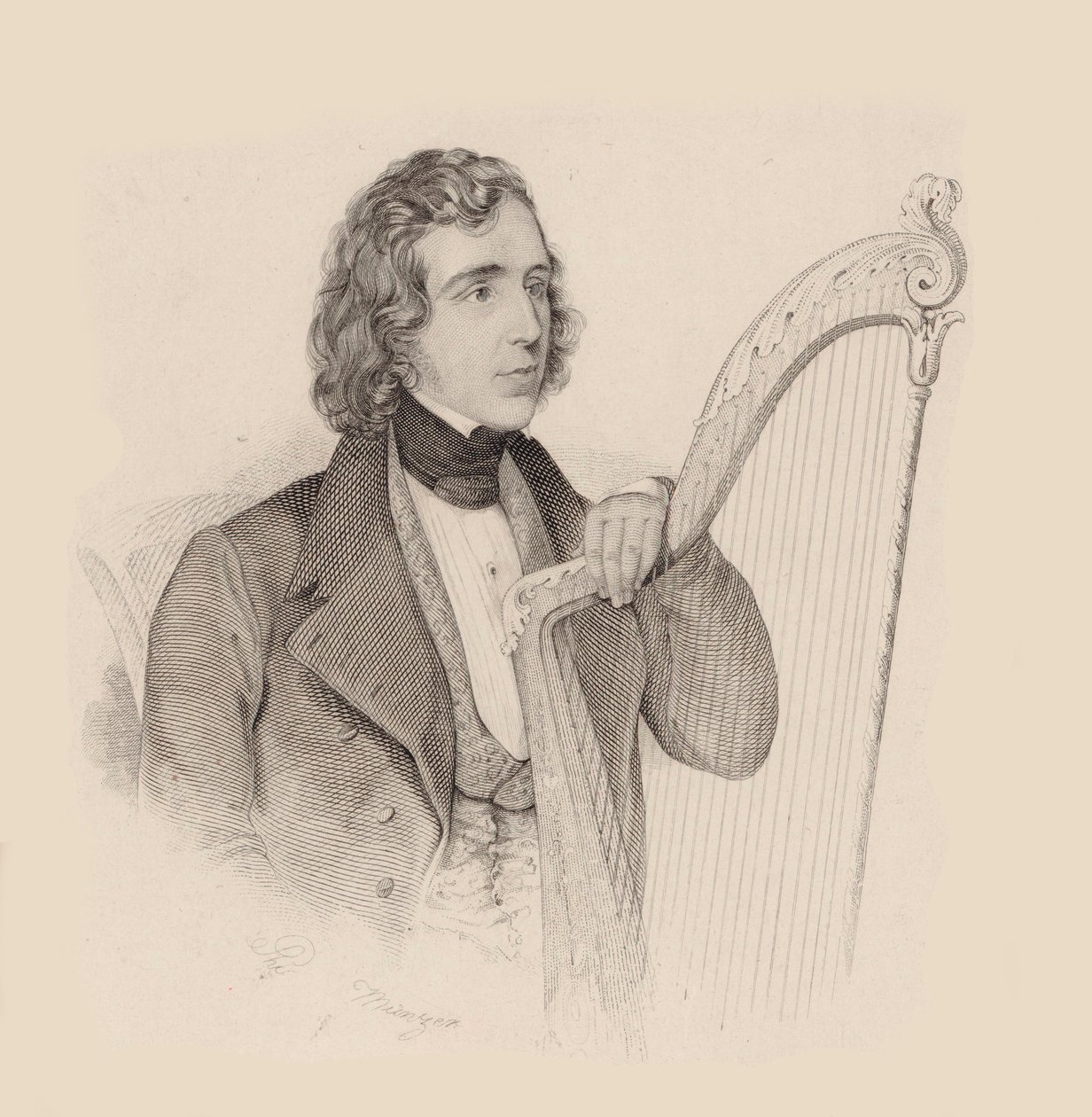 Portrait du harpiste et compositeur Elias Parish Alvars - Unbekannt