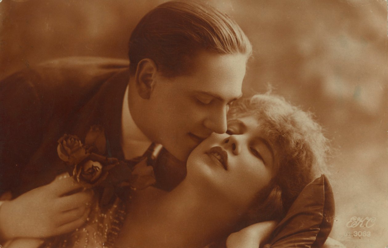 Carte postale de couple romantique vintage, en sépia - Unbekannt