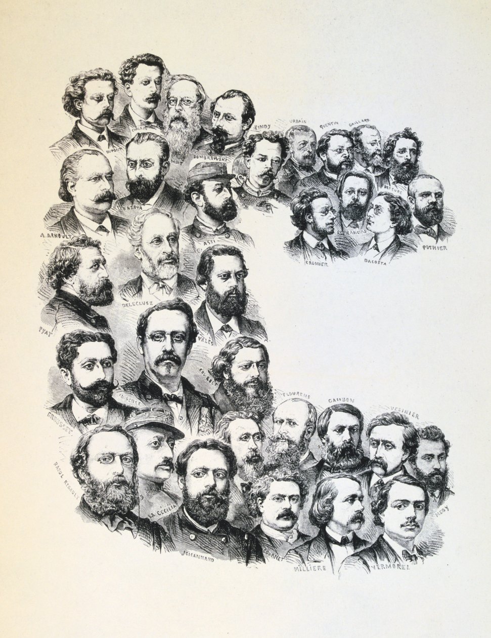 Affiche avec portraits des Communards, Commune de Paris, 1871 - Unbekannt