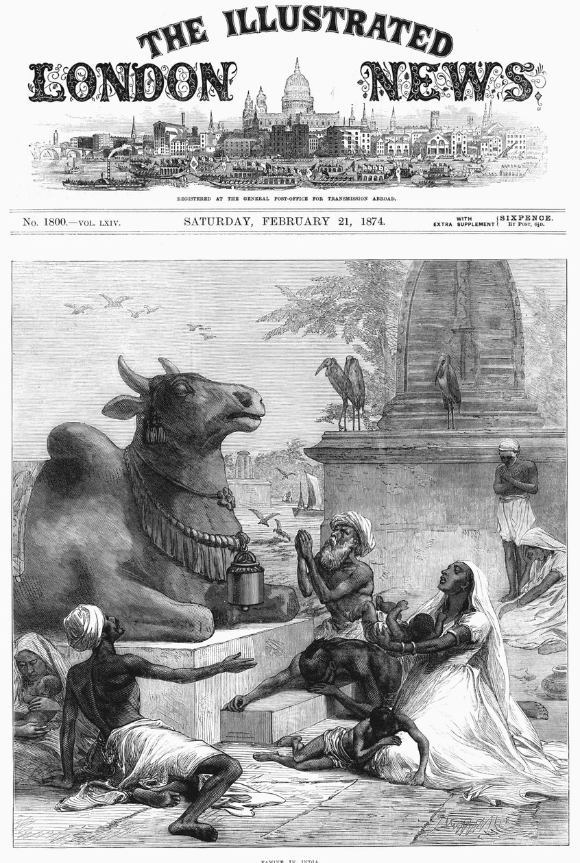Prière à Nandi pour soulager la famine, Bengale, Inde, 1874 - Unbekannt
