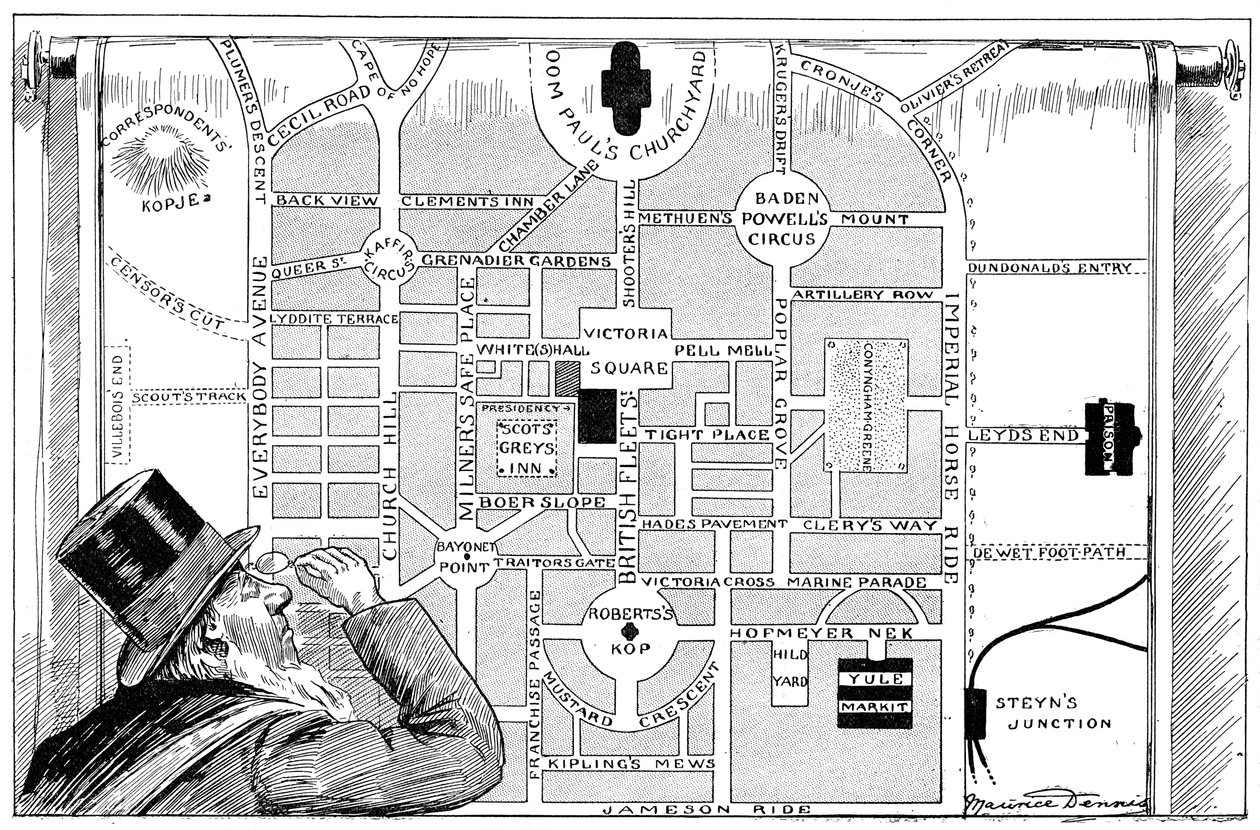 Le président Kruger regardant un plan de la nouvelle Pretoria, 1900 - Unbekannt