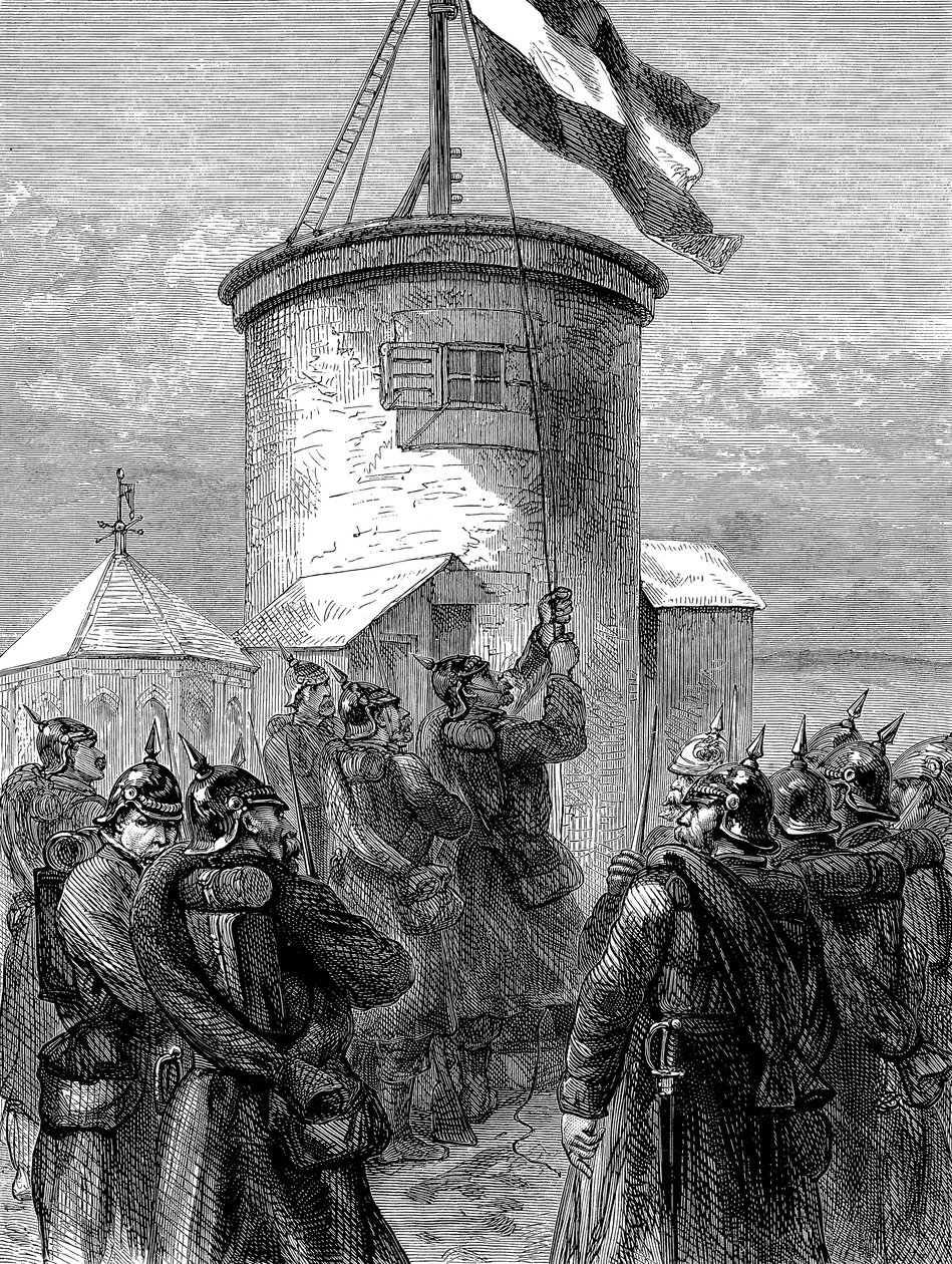 Troupes prussiennes hissant leur drapeau à Valérien, Guerre franco-prussienne, 1870-1871 - Unbekannt
