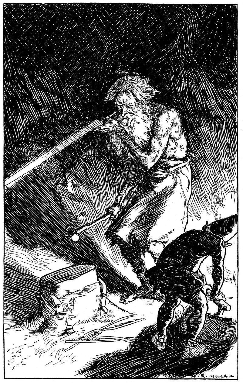 Puck aidant Wayland, forgeron des dieux, à forger une épée - Unbekannt