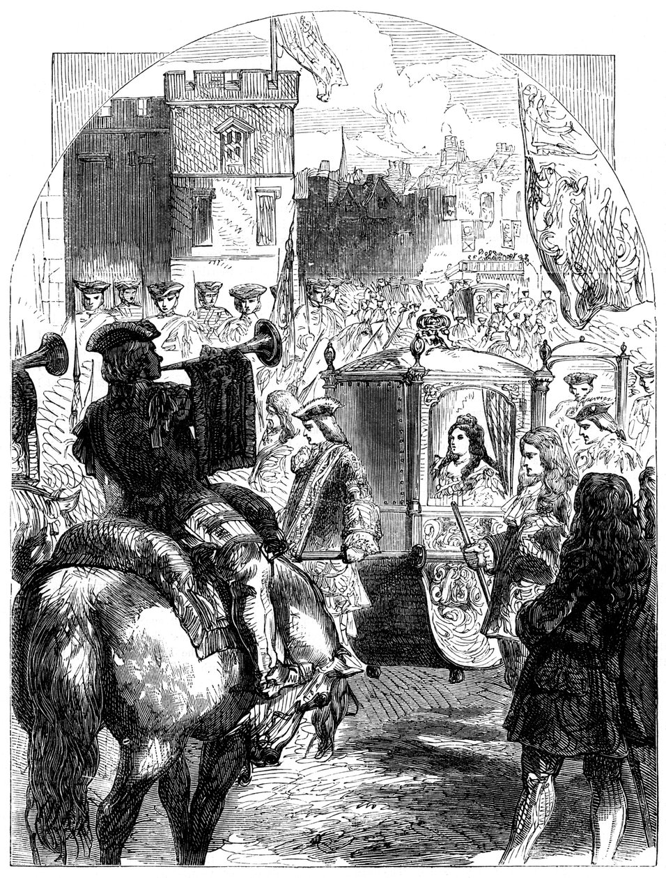 Le dernier voyage de la reine Anne 1665-1714 vers la maison du Parlement, vers 1714 - Unbekannt