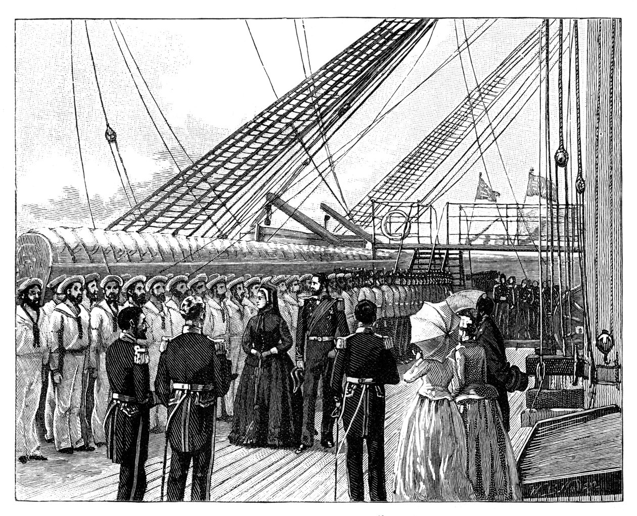 La reine Victoria inspectant le HMS Galatea, Osborne Bay, vers les années 1860 - Unbekannt