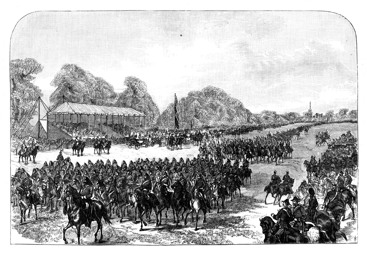 La reine Victoria passant en revue des volontaires dans le Grand Parc, Windsor, Berkshire - Unbekannt
