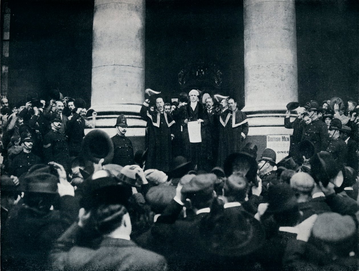 Lecture de la proclamation de la guerre contre la Turquie depuis le Royal Exchange, Londres - Unbekannt