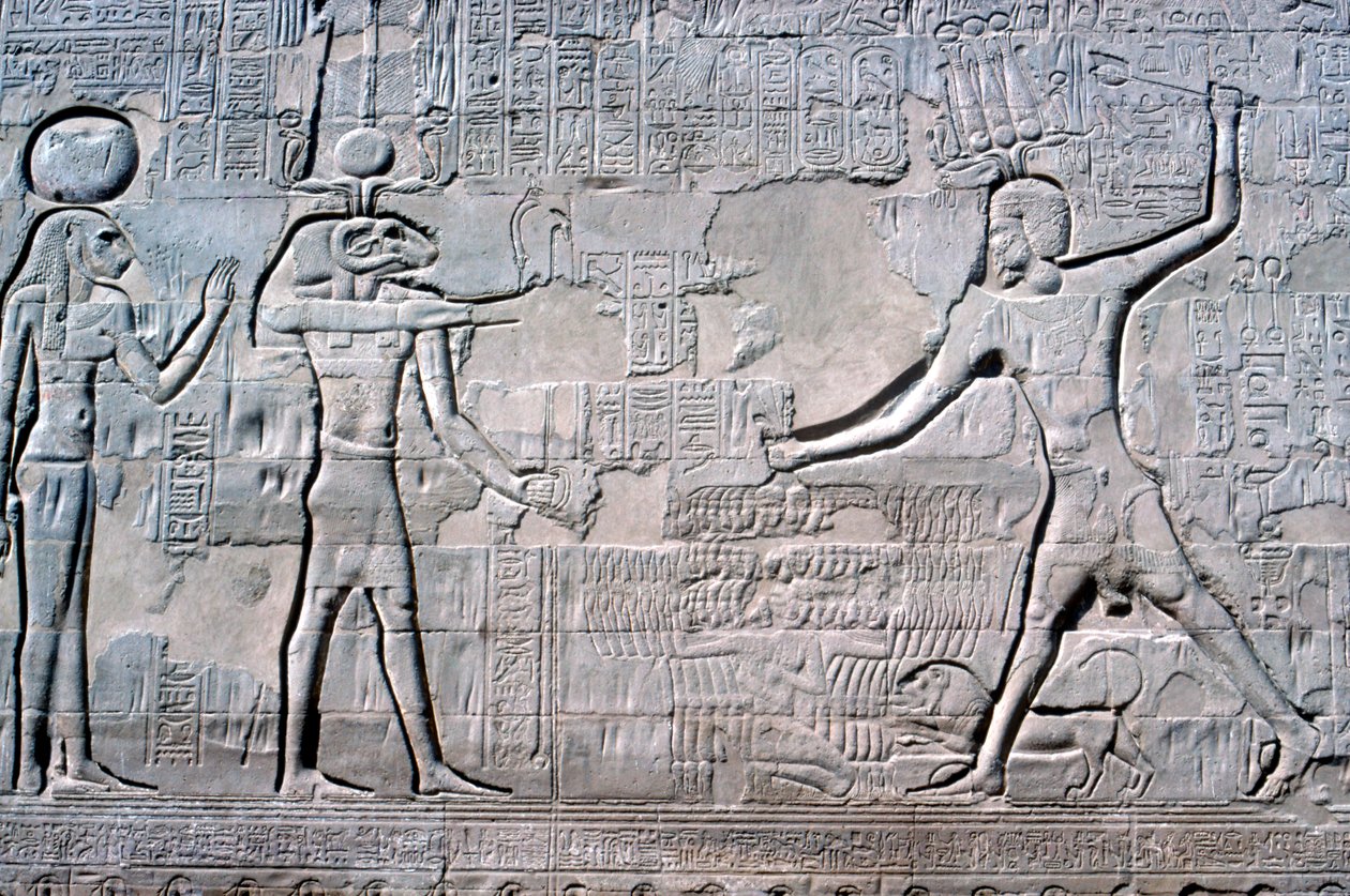 Relief du Pharaon devant Knum & Sekhmet, Temple de Khnum, périodes ptolémaïque et romaine - Unbekannt