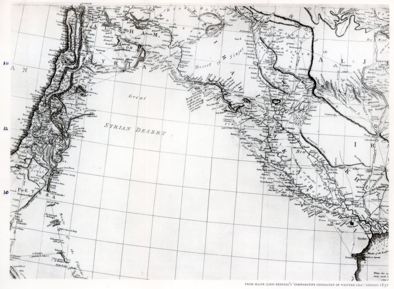 Carte de Rennell du désert syrien, datée de 1809, publiée en 1831, 1937 - Unbekannt