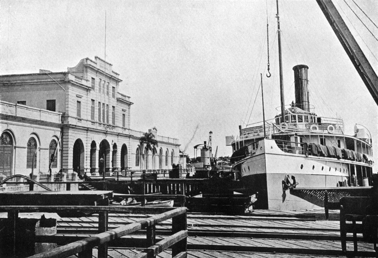 Bateau à vapeur fluvial à la Maison des Douanes, Asuncion, Paraguay, 1911 - Unbekannt