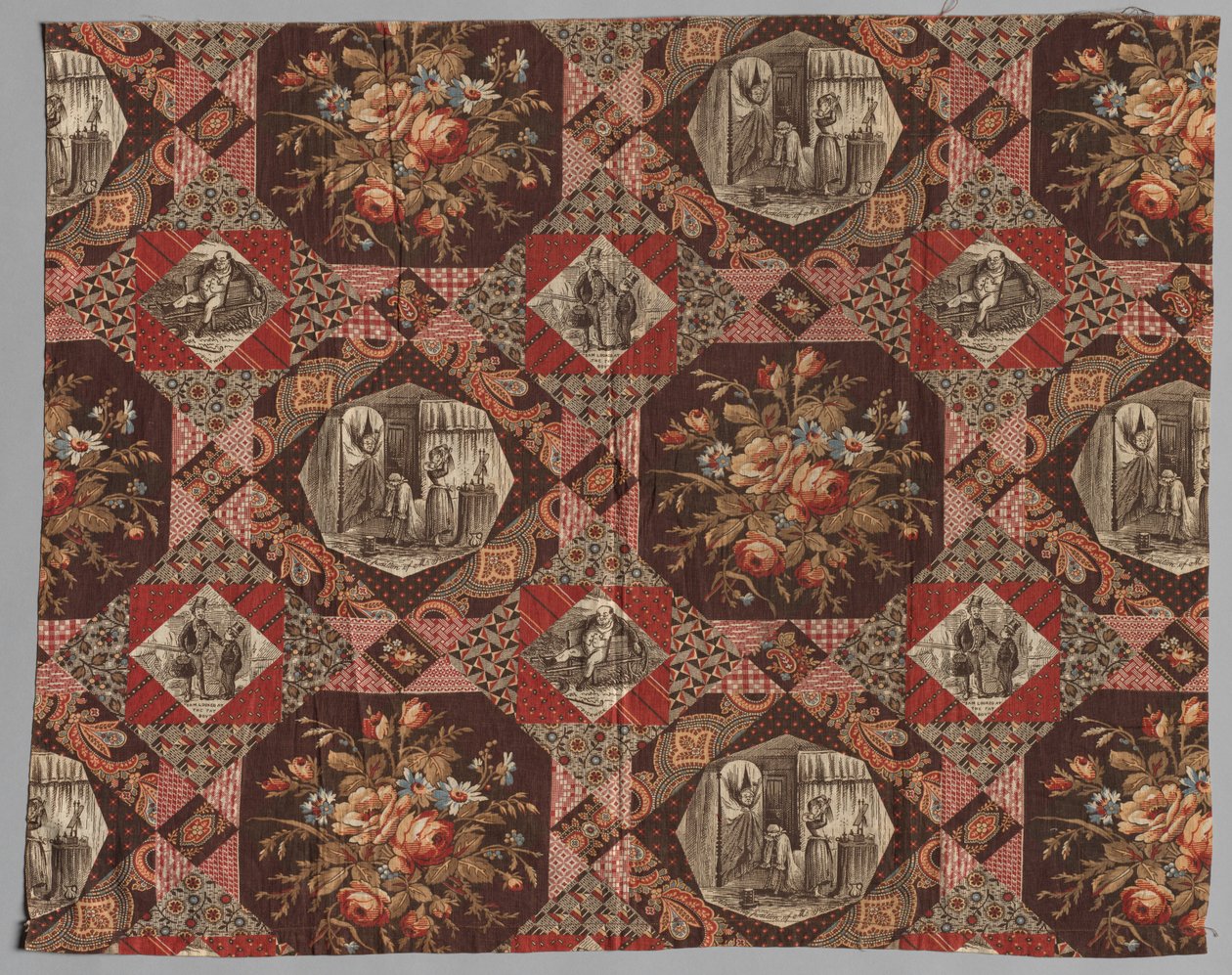Textile imprimé au rouleau, XIXe siècle - Unbekannt
