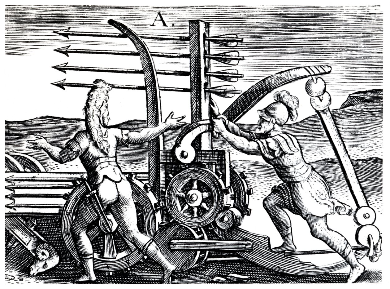Soldats romains utilisant une machine de guerre tirant des flèches multiples, 1605 - Unbekannt