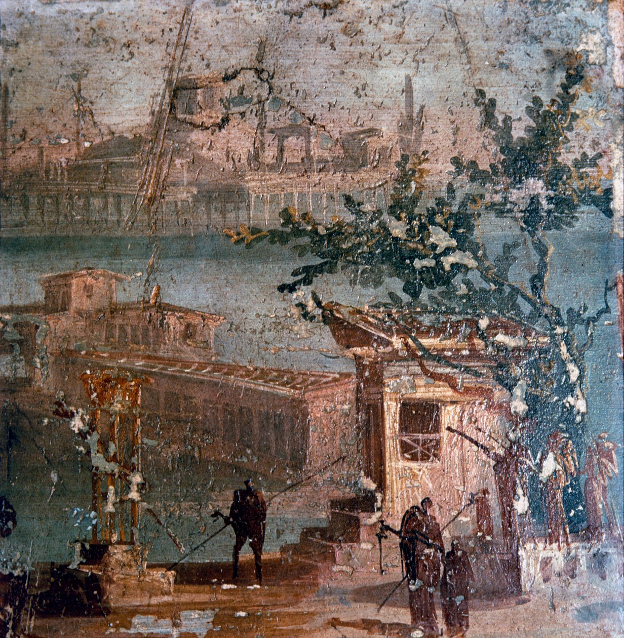Peinture murale romaine de paysage idyllique, Pompéi, 1er siècle - Unbekannt